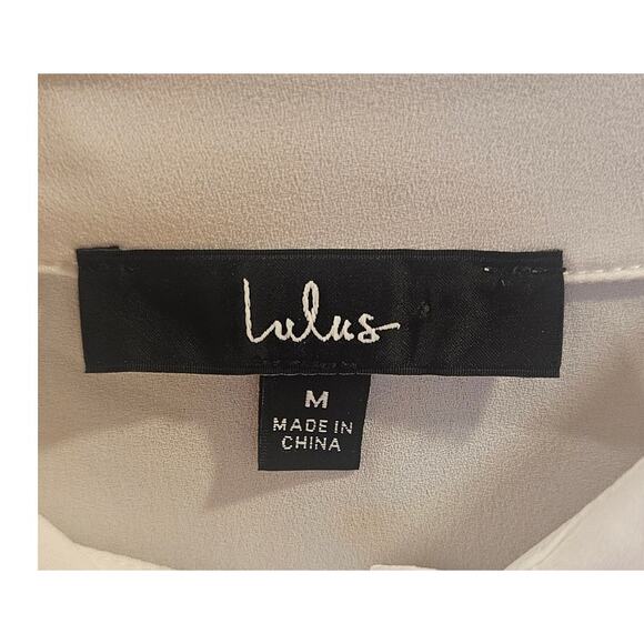 Lulus Chic Candidate White Collared Sleeveless Button-Up Top, Sz M - Picture 8 of 10